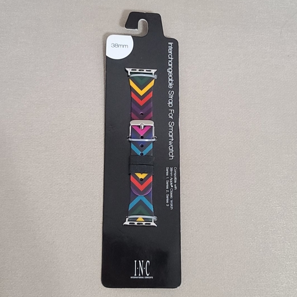 INC International Concepts Accessories - I.N.C. Black Rainbow Chevron Silicone strap band